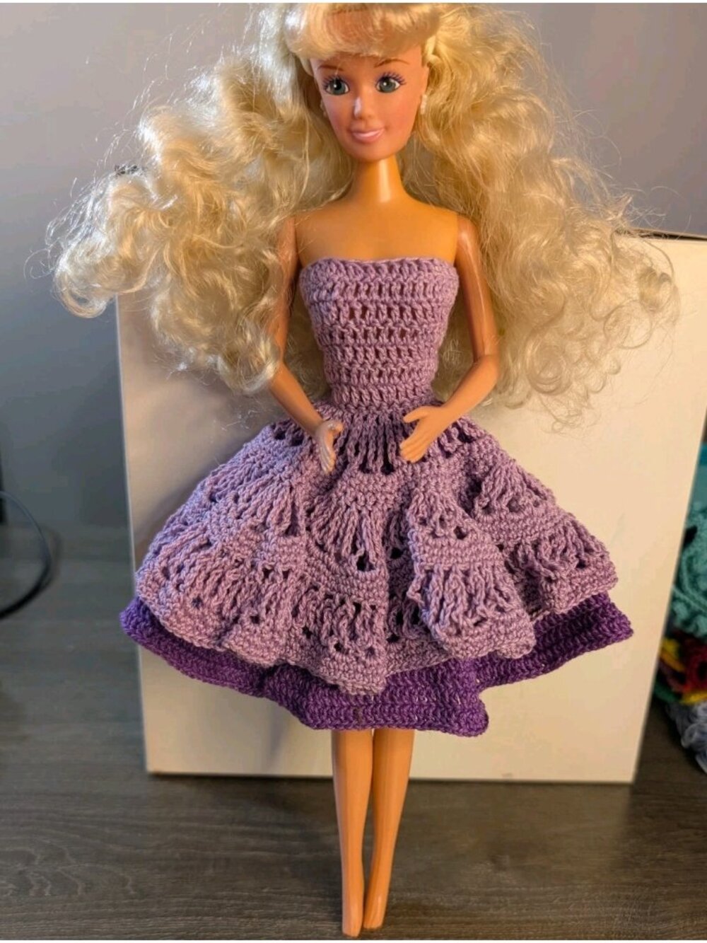 Handmade Crochet Barbie Dress Lilac Balletcore Cottagecore Fairycore 90s Style